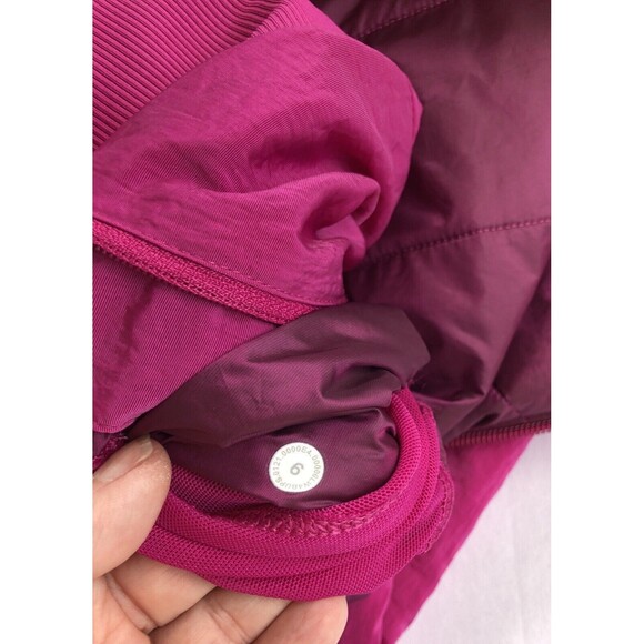 Lululemon Non-Stop Bomber Jacket Womens 6 Pink Reversible Zip Puffer Preowned - Picture 13 of 15